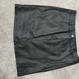 Chic Black Faux Leather Look Mini Skirt
